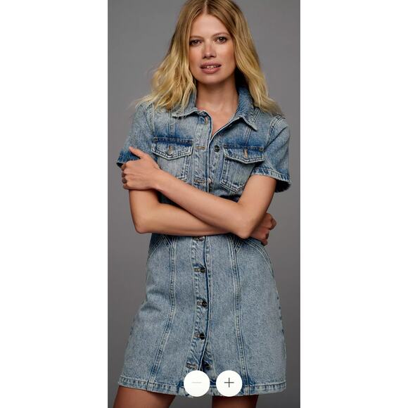 Anthropologie Dresses & Skirts - Anthropologie Pilcro Short-Sleeve Denim Button-Front Mini Dress Size 4